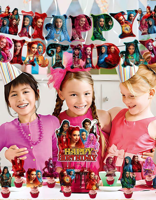 Load image into Gallery viewer, Descendants Party Supplies Birthday Decor Banner Cake &amp; Cupcake Toppers
