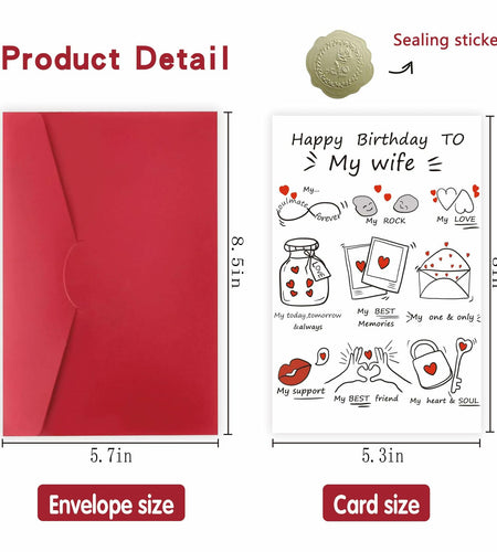 Detuca Birthday Card for Wife Fiancée Girlfriend Romantic Cute DTK-28