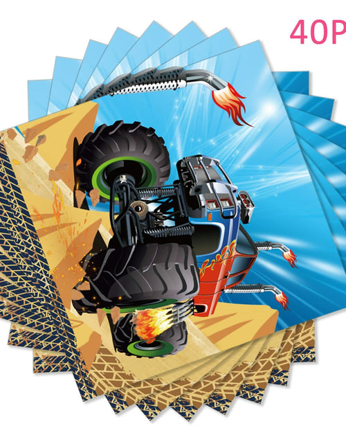 Load image into Gallery viewer, OXYLIPO Monster Truck Dessert Napkins 40pcs 13x13in 3-Ply Paper Party
