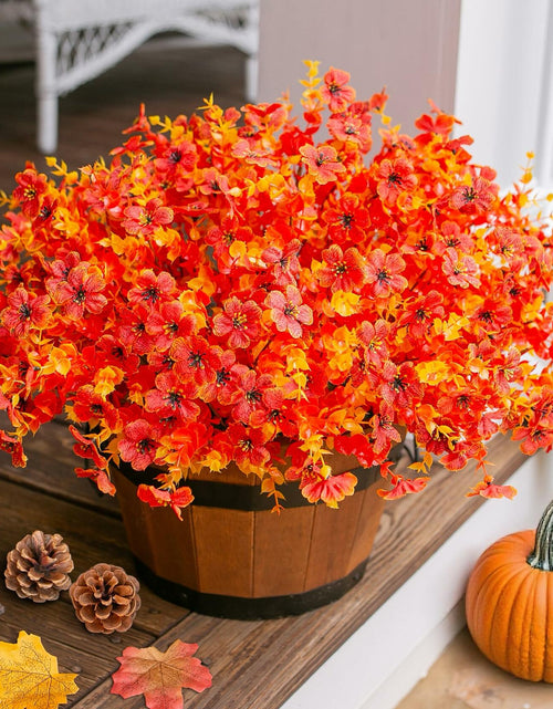 Load image into Gallery viewer, Ivydale Fall Flowers Artificial Mums 12 Bundles UV Resistant Fall-Orange
