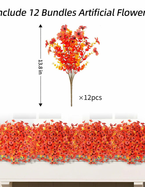 Load image into Gallery viewer, Ivydale Fall Flowers Artificial Mums 12 Bundles UV Resistant Fall-Orange
