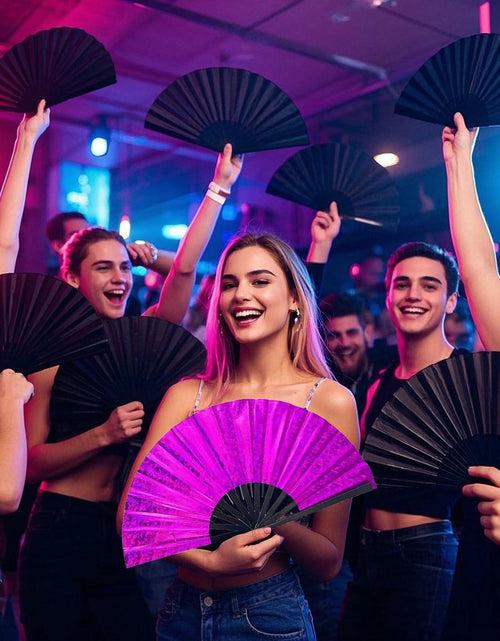 Load image into Gallery viewer, Grombolar Upgraded Hand Fan Foldable Line Dance Popping 13in Flashing Rose Red

