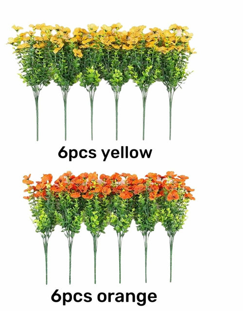 Load image into Gallery viewer, florisso Artificial Fall Mums Outdoor Decoration Orange Yellow 12 Bundles

