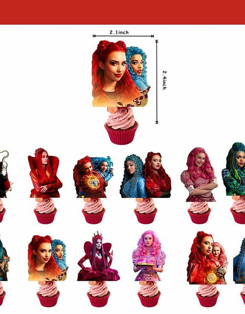 Load image into Gallery viewer, Descendants Party Supplies Birthday Decor Banner Cake &amp; Cupcake Toppers

