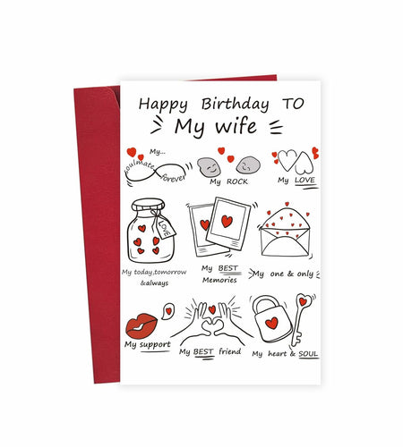 Detuca Birthday Card for Wife Fiancée Girlfriend Romantic Cute DTK-28