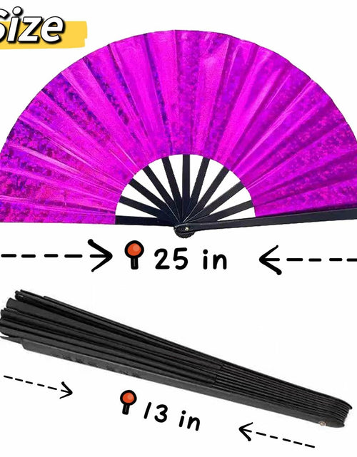 Load image into Gallery viewer, Grombolar Upgraded Hand Fan Foldable Line Dance Popping 13in Flashing Rose Red
