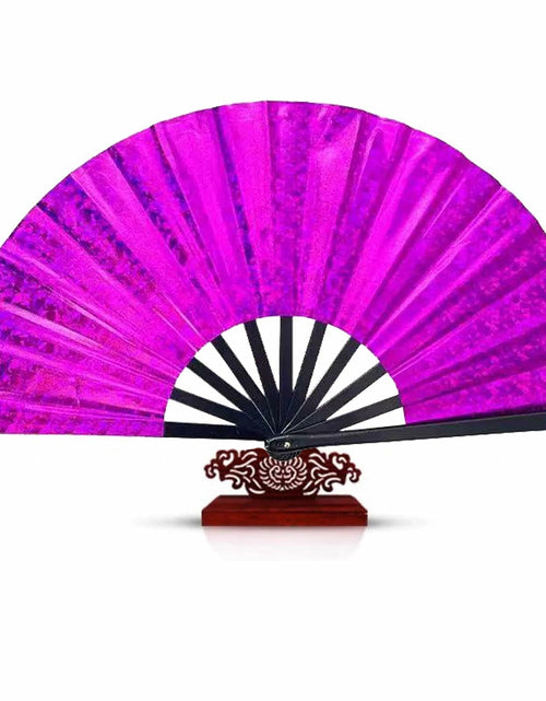 Load image into Gallery viewer, Grombolar Upgraded Hand Fan Foldable Line Dance Popping 13in Flashing Rose Red
