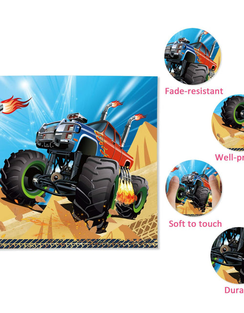 Load image into Gallery viewer, OXYLIPO Monster Truck Dessert Napkins 40pcs 13x13in 3-Ply Paper Party
