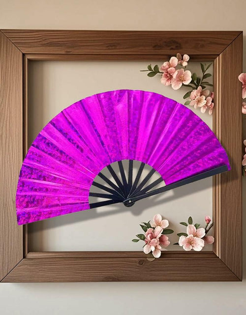 Load image into Gallery viewer, Grombolar Upgraded Hand Fan Foldable Line Dance Popping 13in Flashing Rose Red
