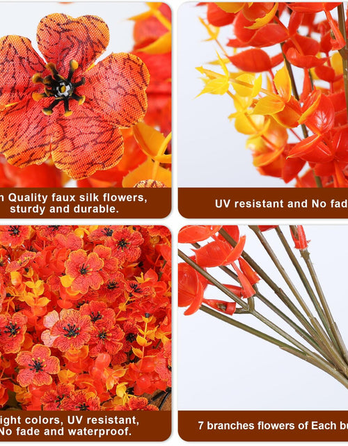 Load image into Gallery viewer, Ivydale Fall Flowers Artificial Mums 12 Bundles UV Resistant Fall-Orange
