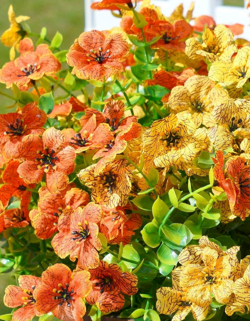 Load image into Gallery viewer, florisso Artificial Fall Mums Outdoor Decoration Orange Yellow 12 Bundles

