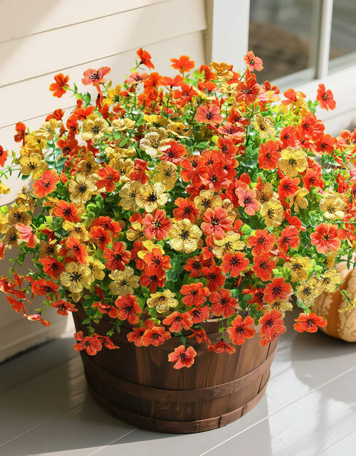 Load image into Gallery viewer, florisso Artificial Fall Mums Outdoor Decoration Orange Yellow 12 Bundles
