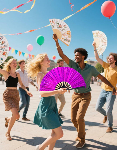 Load image into Gallery viewer, Grombolar Upgraded Hand Fan Foldable Line Dance Popping 13in Flashing Rose Red
