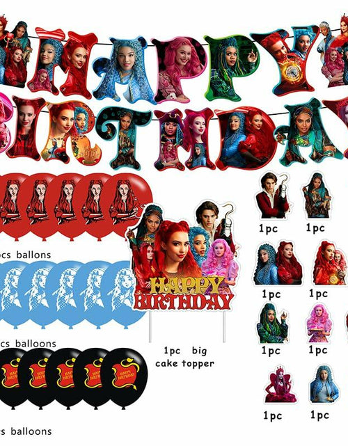 Load image into Gallery viewer, Descendants Party Supplies Birthday Decor Banner Cake &amp; Cupcake Toppers
