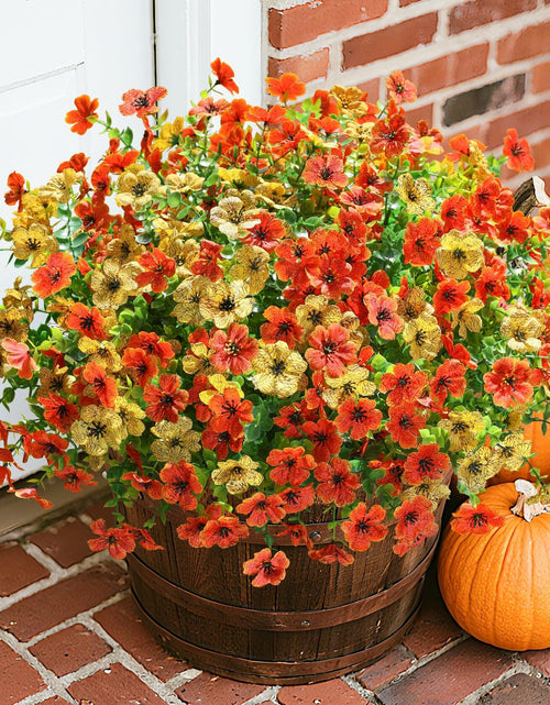 Load image into Gallery viewer, florisso Artificial Fall Mums Outdoor Decoration Orange Yellow 12 Bundles

