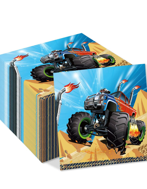 Load image into Gallery viewer, OXYLIPO Monster Truck Dessert Napkins 40pcs 13x13in 3-Ply Paper Party
