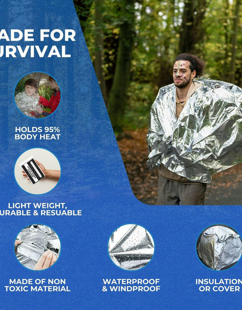 Load image into Gallery viewer, CloudTen Emergency Blanket Bundle 10 Tear Resistant Mylar Blankets Whistle
