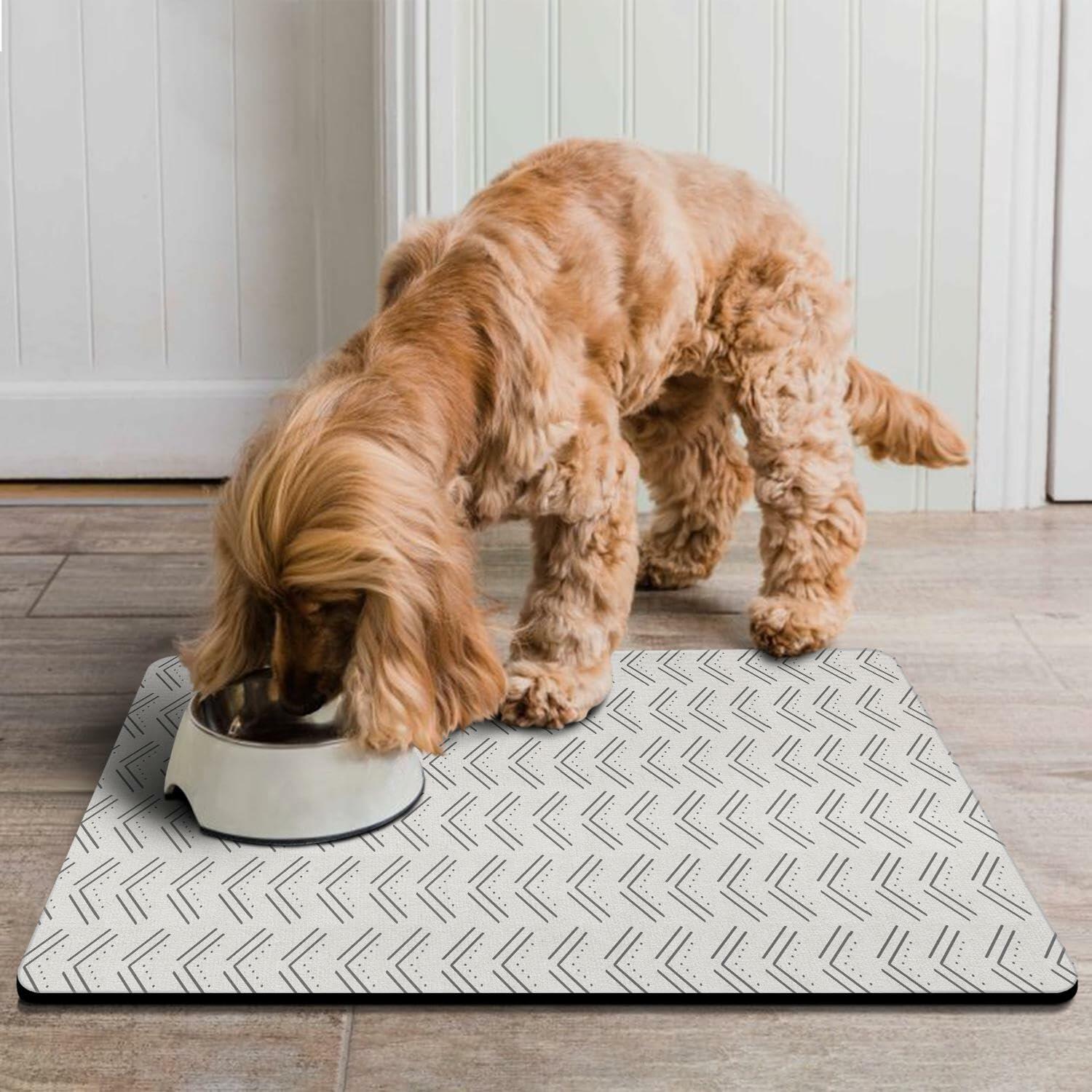 Generic Dog Bowl Mat Absorbent Non-Slip Quick Dry 16x24 Inch Black-4