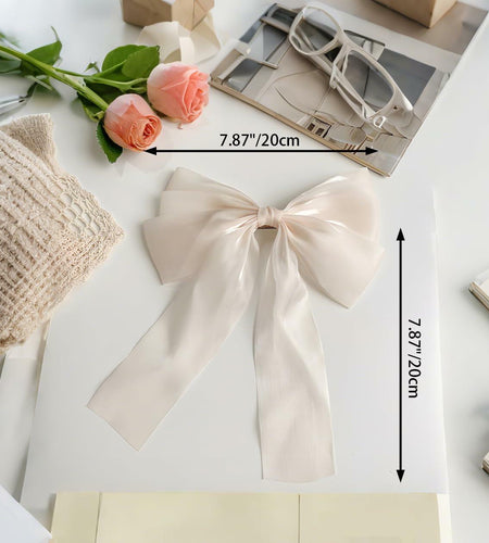 SCORYULE Bow Hair Clips 5PCS Multicolor Tulle Ribbon with Long Tails Girls Women