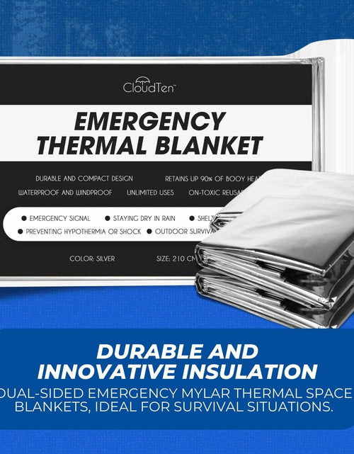 Load image into Gallery viewer, CloudTen Emergency Blanket Bundle 10 Tear Resistant Mylar Blankets Whistle
