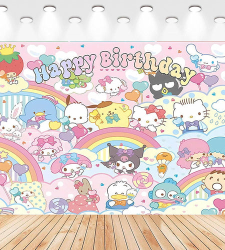 Generic Kawaii Kitty Birthday Party Banner Backdrop 5x3 Ft