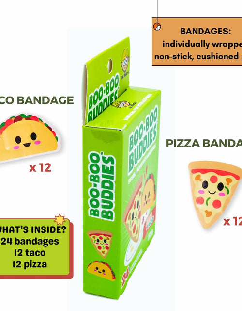 Load image into Gallery viewer, Boo Boo Buddies Kids Adhesive Bandages Pizza Taco 24 Count Sterile
