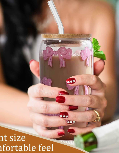 Load image into Gallery viewer, MEOGUTYI Cool Aunties Nephew 16oz Glass Can Shaped Cups with Lids &amp; Straws
