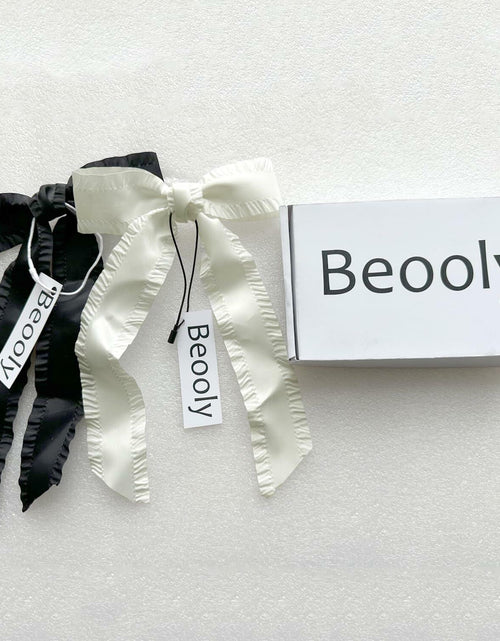 Load image into Gallery viewer, Beooly Hair Bows 2PCS Metal Hair Clips Beige Black Large Barrettes
