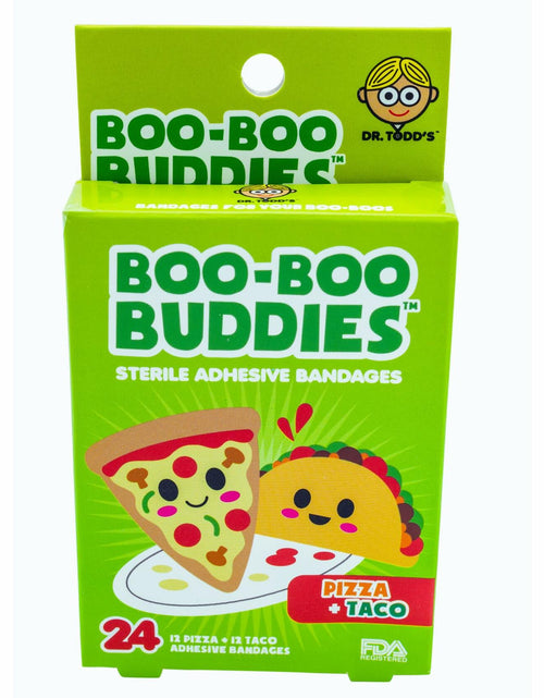 Load image into Gallery viewer, Boo Boo Buddies Kids Adhesive Bandages Pizza Taco 24 Count Sterile
