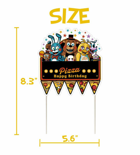 YISHIDA FNAF Happy Birthday Pizza Cake Topper Decoration 1 Count Paper