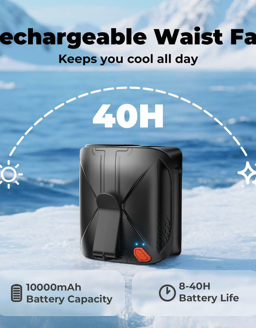 Load image into Gallery viewer, VOSFEEL 2025 Portable Waist Fan 10000mAh 6 Speeds 16000RPM Black
