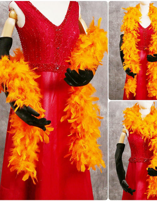 Load image into Gallery viewer, THARAHT Orange Chandelle Turkey Feather Boa 2 Yards 40g DIY Craft Party
