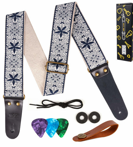 JIPIS Guitar Strap GS-89 with Head Strap 2 Buckles and 3 Picks Set