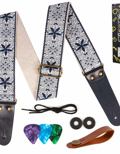 Load image into Gallery viewer, JIPIS Guitar Strap GS-89 with Head Strap 2 Buckles and 3 Picks Set
