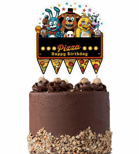 YISHIDA FNAF Happy Birthday Pizza Cake Topper Decoration 1 Count Paper
