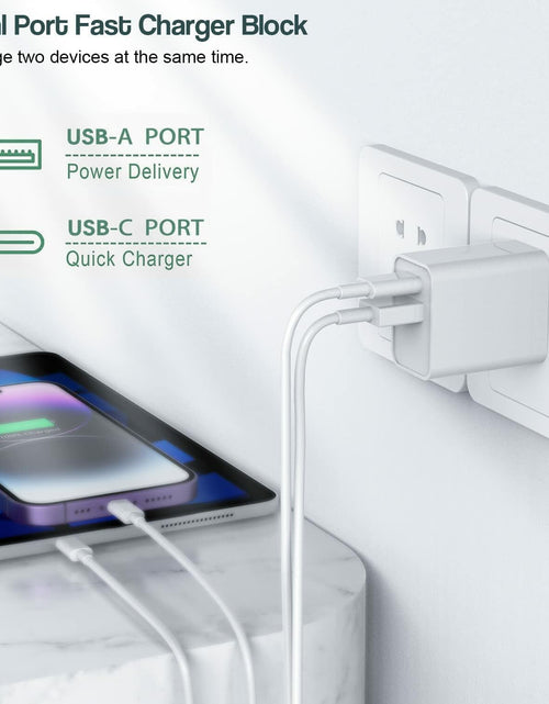 Load image into Gallery viewer, Fitquipment Fast 20W Dual Port QC+ USB C Charger 2Pack White 6FT Cable
