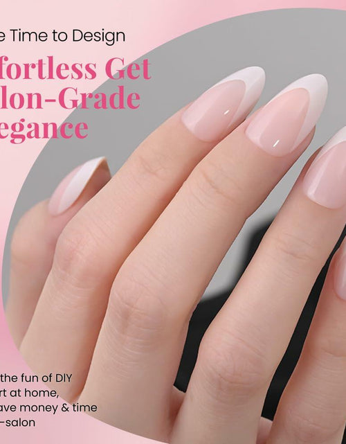 Load image into Gallery viewer, Stbisen Pink French Tip Press On Nails Almond Short Glossy Gel 30Pcs
