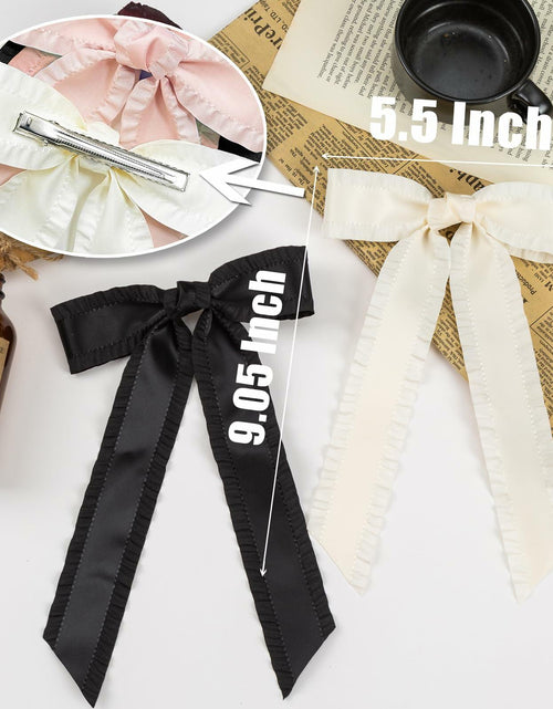 Load image into Gallery viewer, Beooly Hair Bows 2PCS Metal Hair Clips Beige Black Large Barrettes
