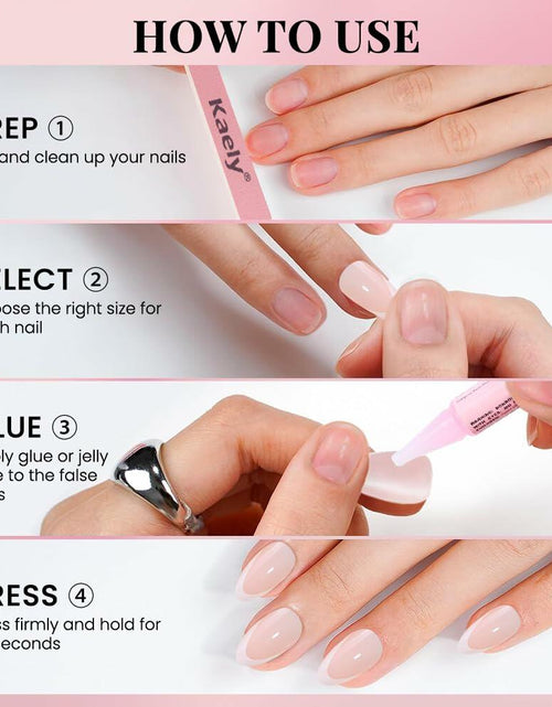 Load image into Gallery viewer, Stbisen Pink French Tip Press On Nails Almond Short Glossy Gel 30Pcs
