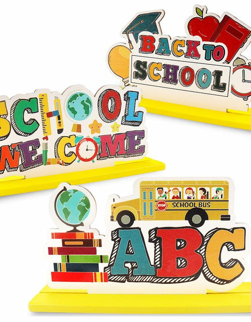 Load image into Gallery viewer, ALIBBON 3 Pieces Wooden Back to School Table Centerpiece Love Books Decor Style1
