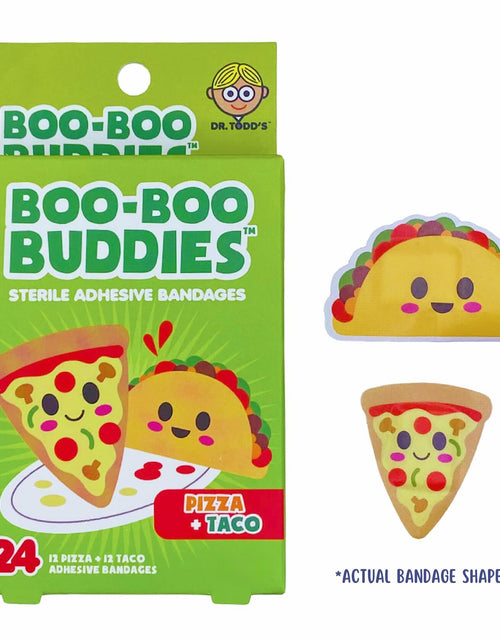 Load image into Gallery viewer, Boo Boo Buddies Kids Adhesive Bandages Pizza Taco 24 Count Sterile
