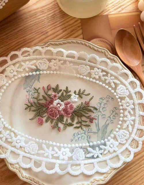 Load image into Gallery viewer, GlimVilo 2 Pack White Cotton Lace Doilies Place Mats Small2 Machine Wash
