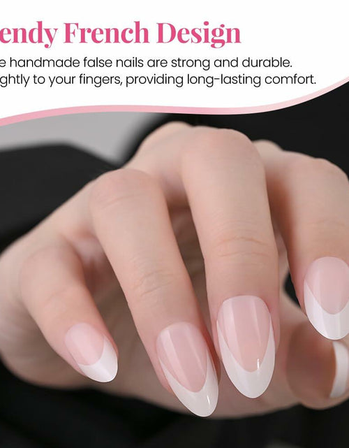 Load image into Gallery viewer, Stbisen Pink French Tip Press On Nails Almond Short Glossy Gel 30Pcs
