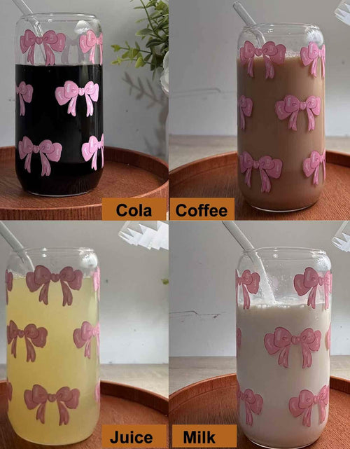 Load image into Gallery viewer, MEOGUTYI Cool Aunties Nephew 16oz Glass Can Shaped Cups with Lids &amp; Straws
