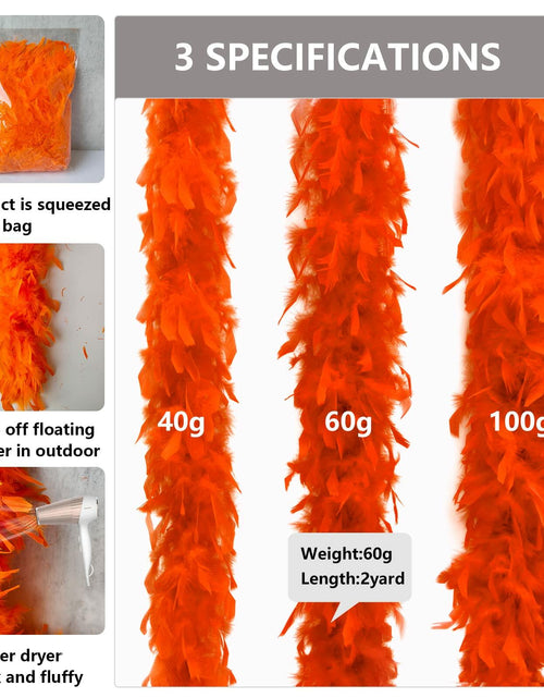 Load image into Gallery viewer, THARAHT Orange Chandelle Turkey Feather Boa 2 Yards 40g DIY Craft Party
