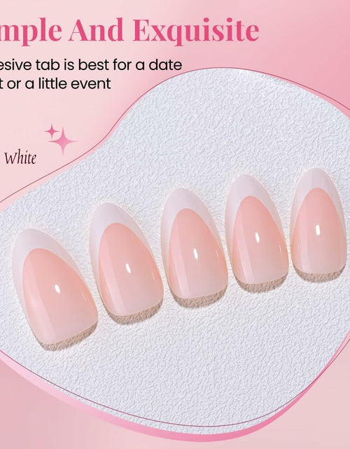 Load image into Gallery viewer, Stbisen Pink French Tip Press On Nails Almond Short Glossy Gel 30Pcs
