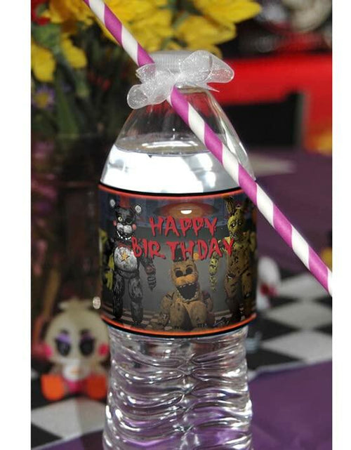 Load image into Gallery viewer, Valentina Buck Fnaf Water Bottle Labels Birthday Party Supplies Black 20 Count
