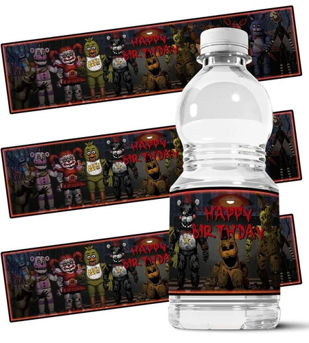 Valentina Buck Fnaf Water Bottle Labels Birthday Party Supplies Black 20 Count