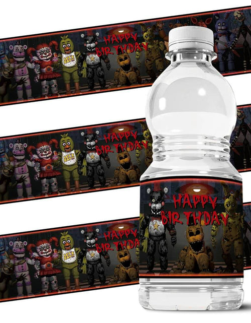 Load image into Gallery viewer, Valentina Buck Fnaf Water Bottle Labels Birthday Party Supplies Black 20 Count
