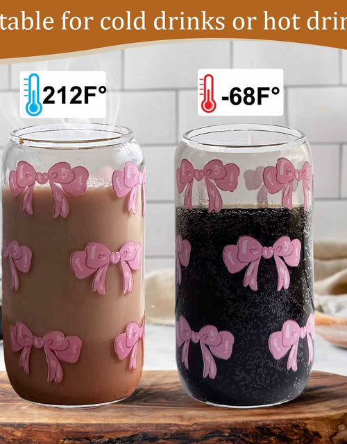 Load image into Gallery viewer, MEOGUTYI Cool Aunties Nephew 16oz Glass Can Shaped Cups with Lids &amp; Straws
